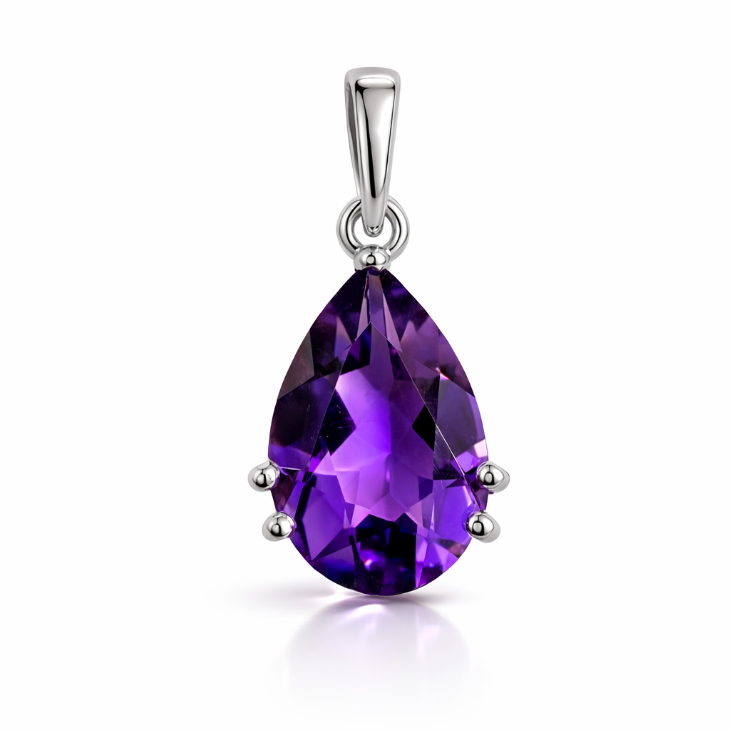 12.8mmx8.6mm Genuine Amethyst Pear Pendant