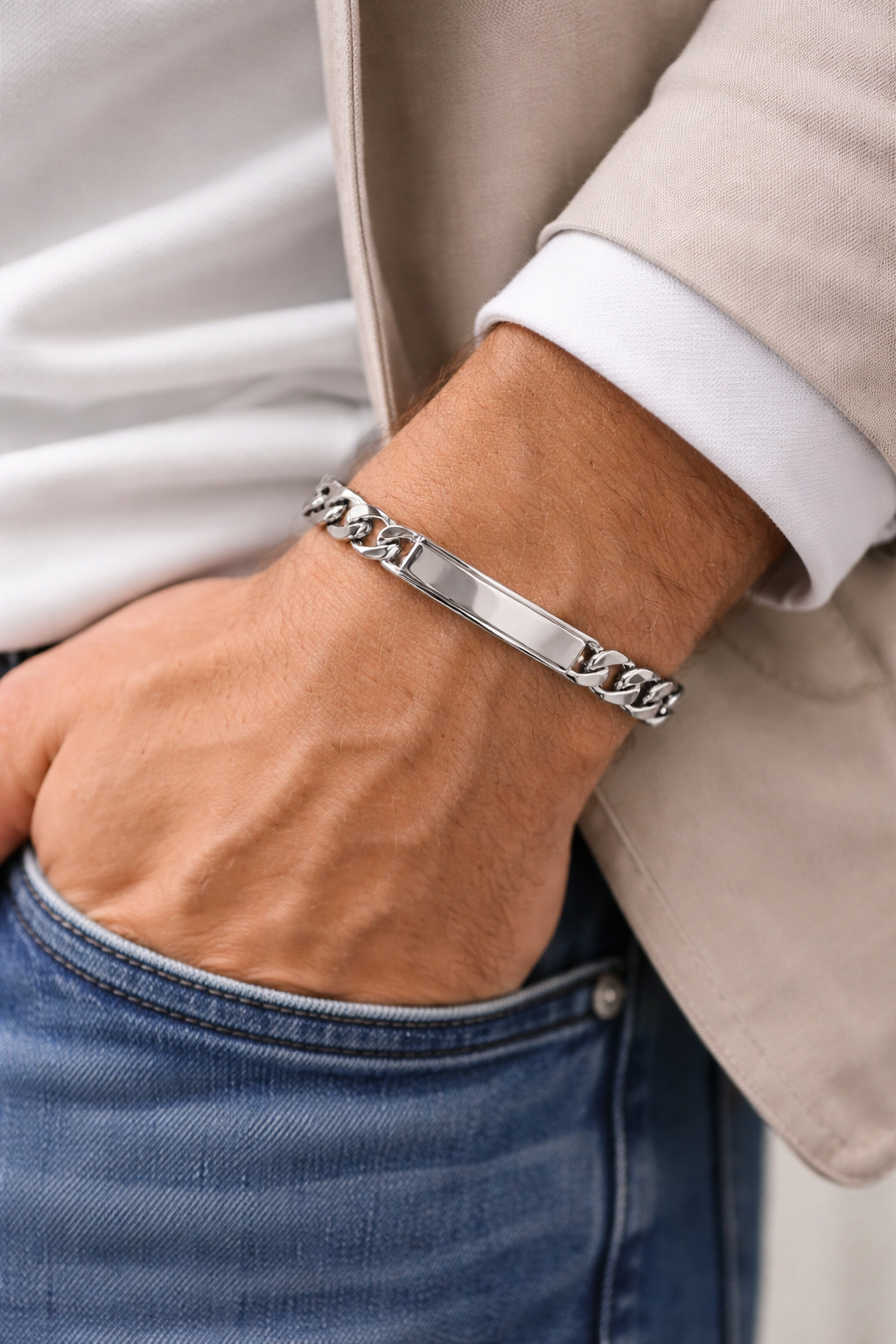 9.5mm Cuban Link Figaro ID Bracelet