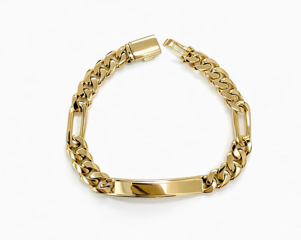 9.5mm Cuban Link Figaro ID Bracelet