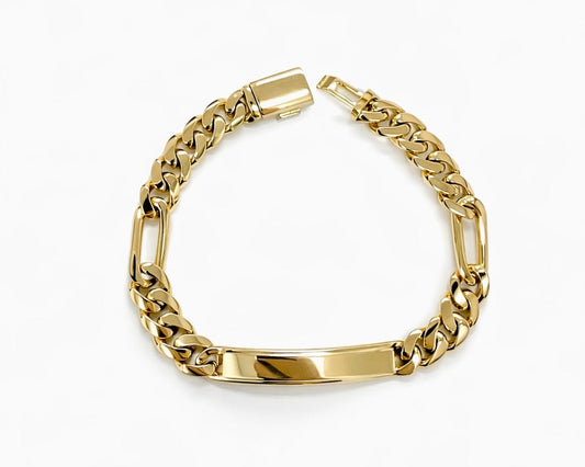 9.5mm Cuban Link Figaro ID Bracelet