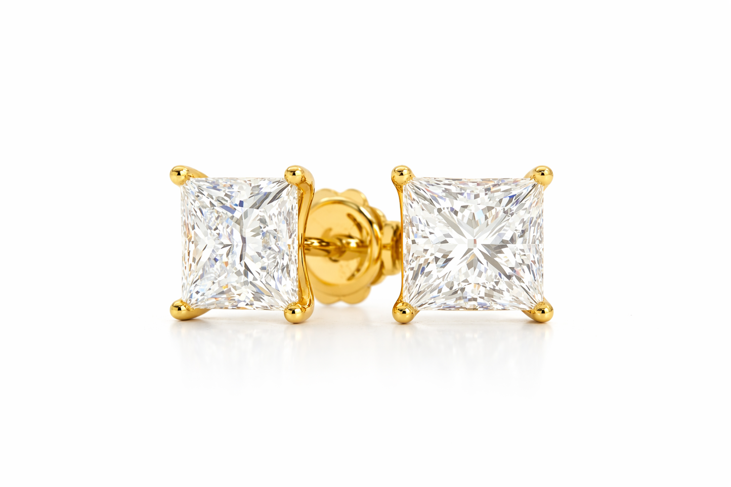 3.6mm Princess Diamond Stud Earrings