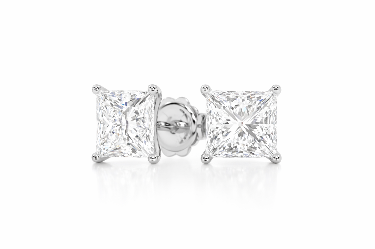 3.6mm Princess Diamond Stud Earrings