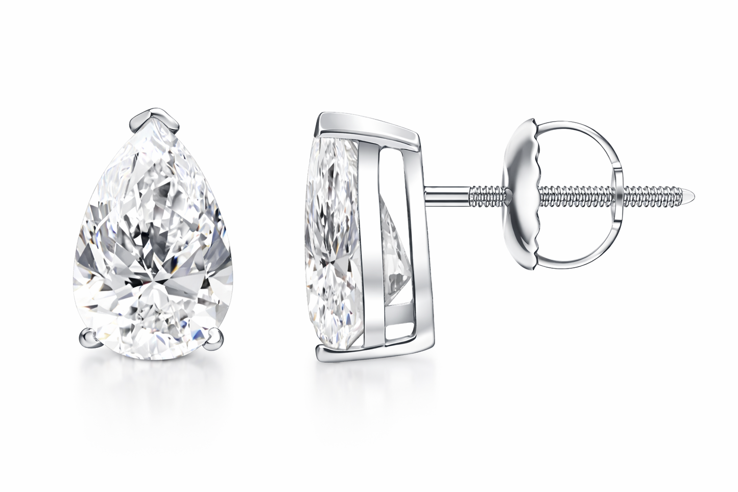 4 ctw Pear Diamond Solitaire Certified Stud Earrings