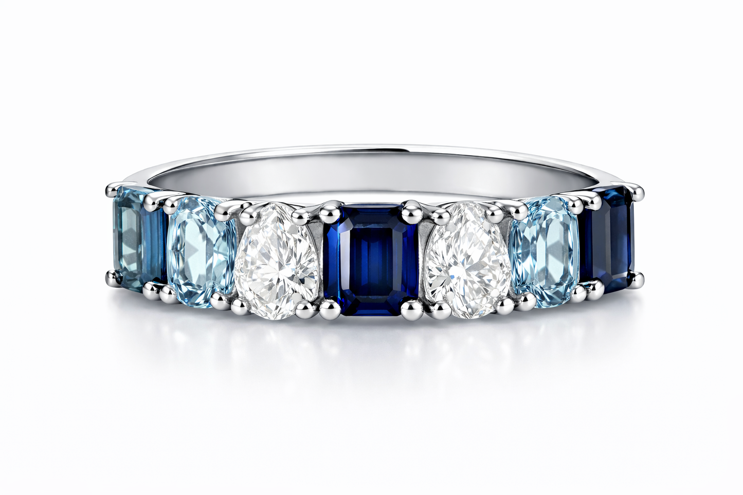 4.27 ctw Diamond Sapphire Aquamarine Ring