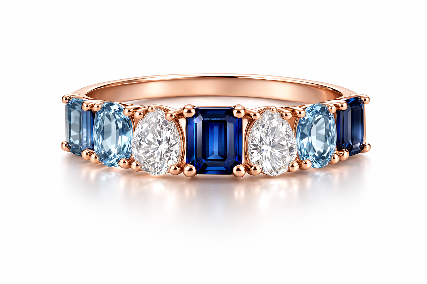 4.27 ctw Diamond Sapphire Aquamarine Ring