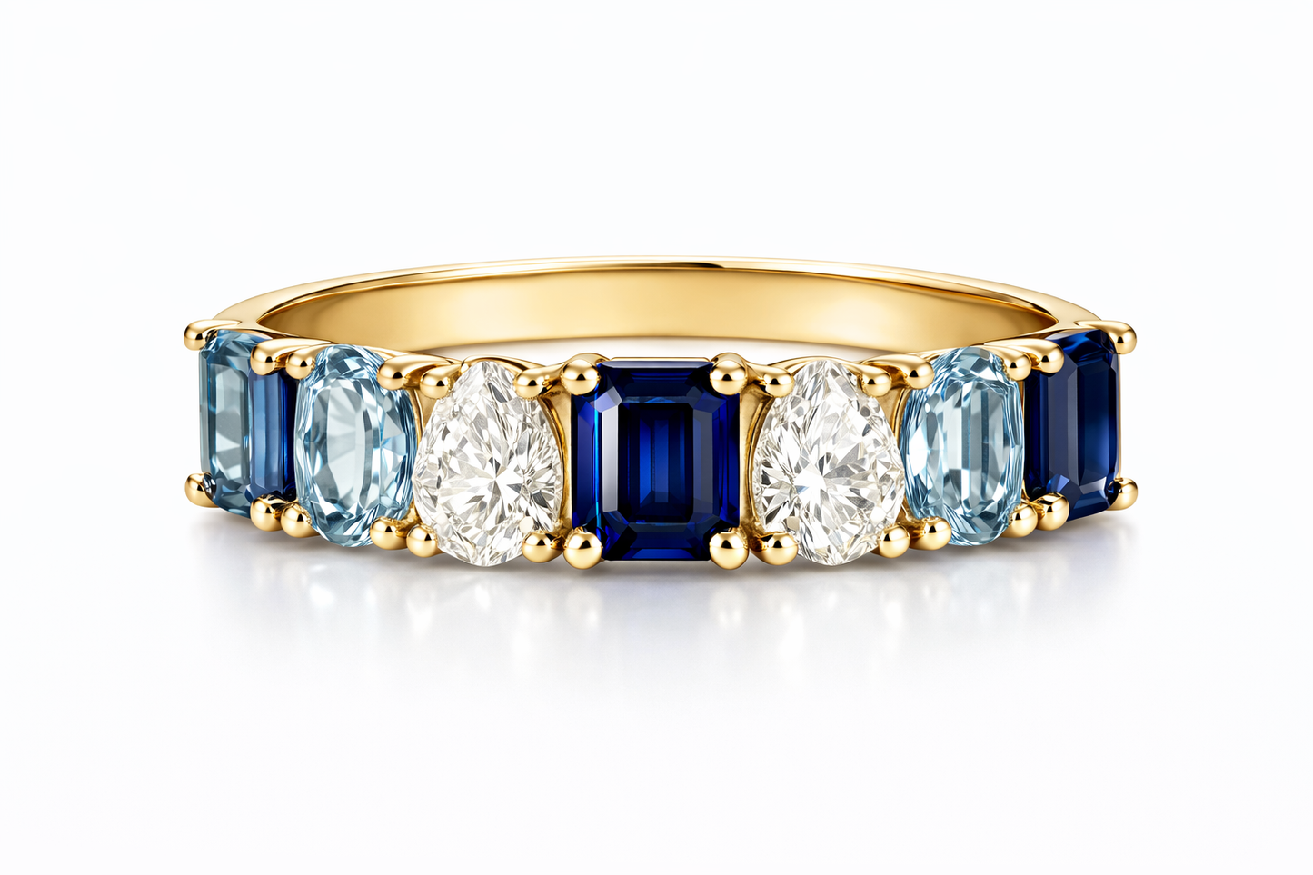 4.27 ctw Diamond Sapphire Aquamarine Ring