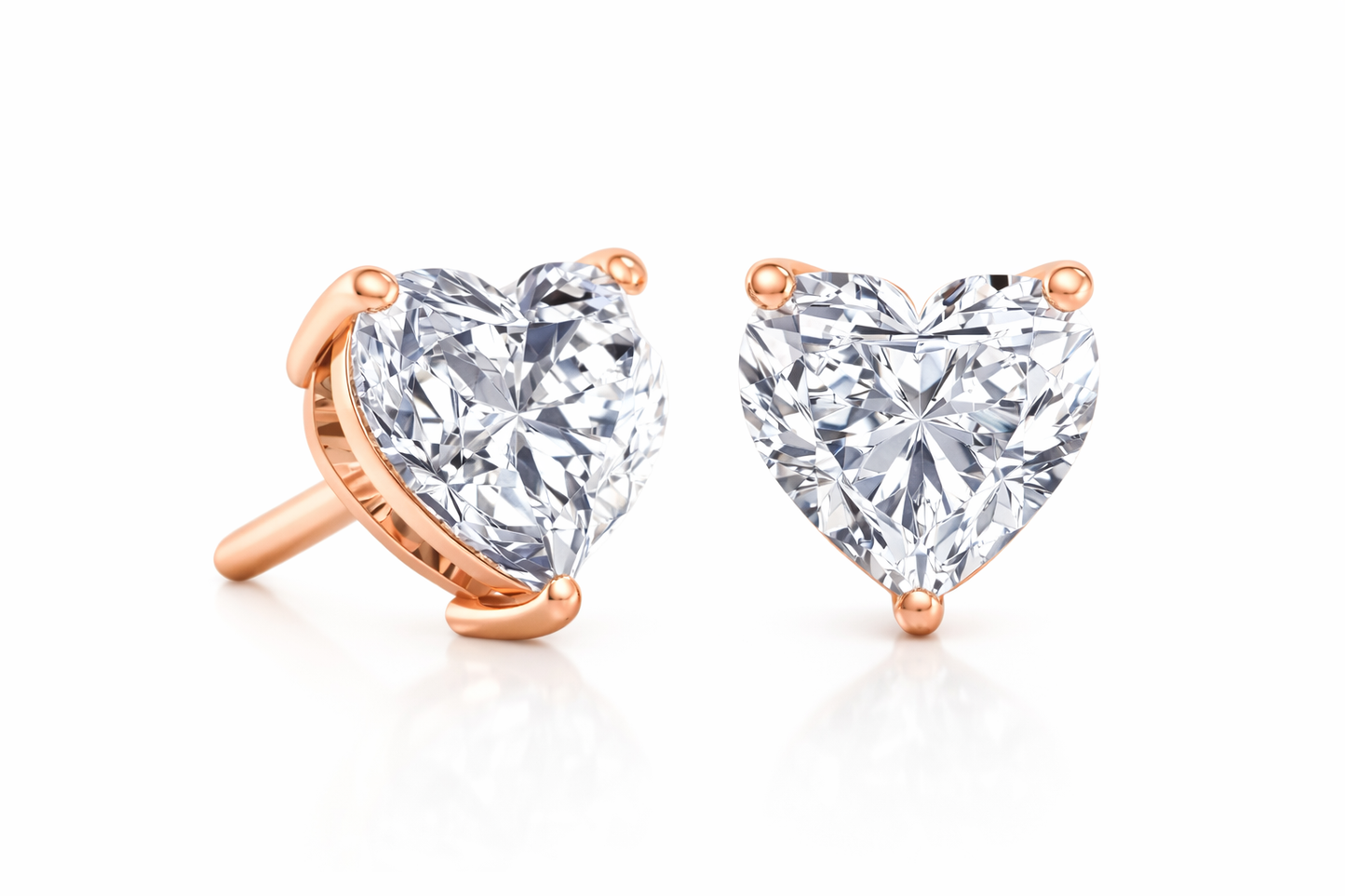 4.7mm Heart Diamond Stud Earrings