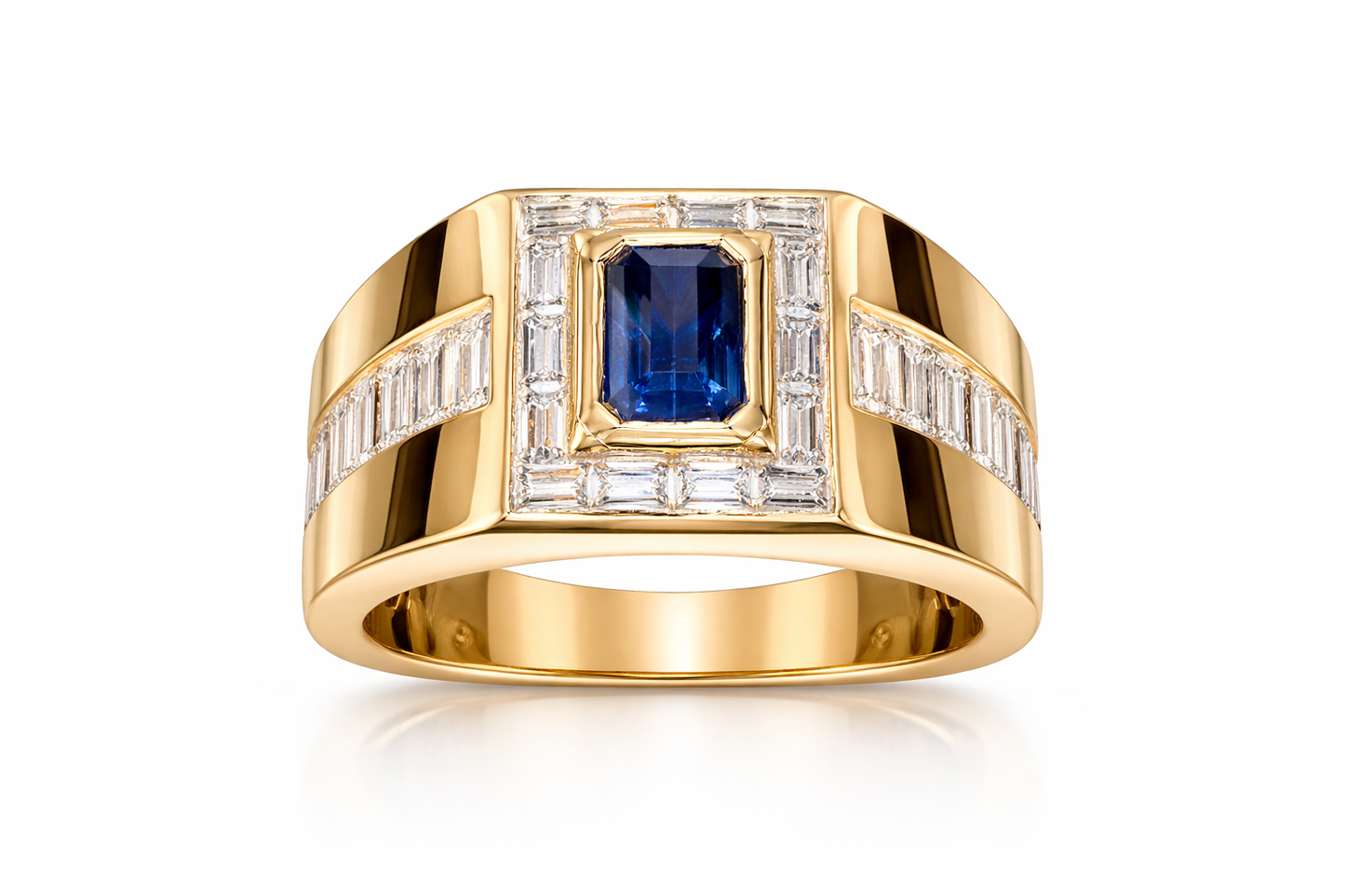 4.96 ctw Mens Sapphire Diamond Ring