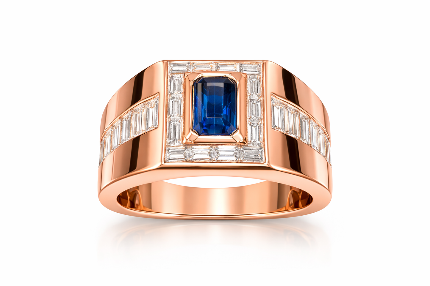 4.96 ctw Mens Sapphire Diamond Ring