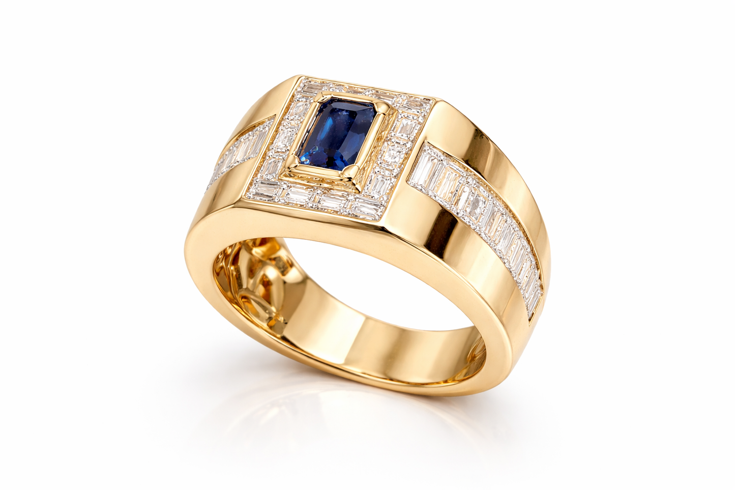 4.96 ctw Mens Sapphire Diamond Ring