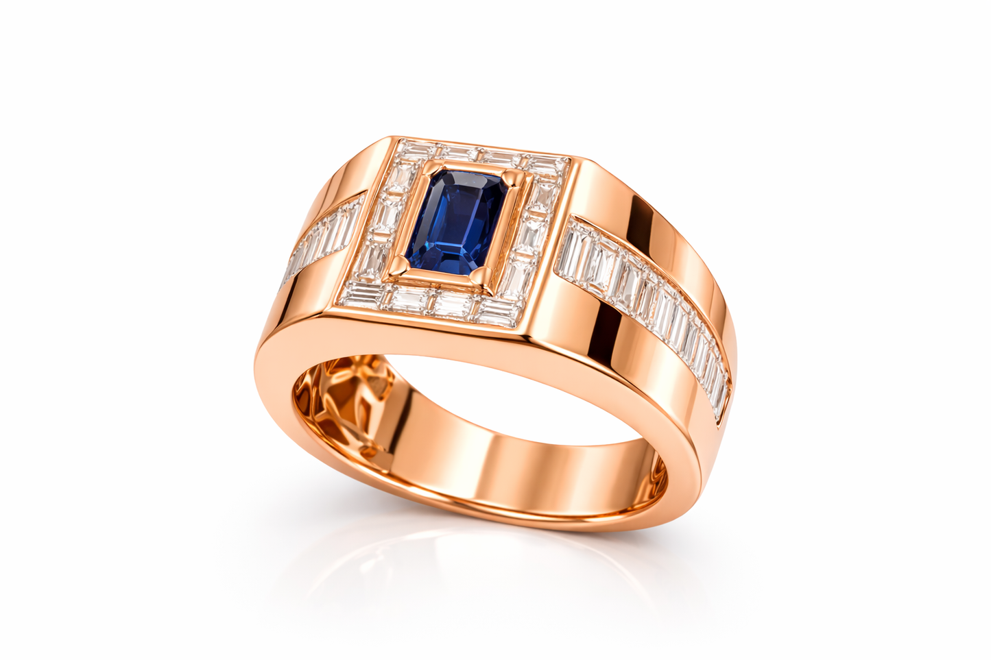 4.96 ctw Mens Sapphire Diamond Ring
