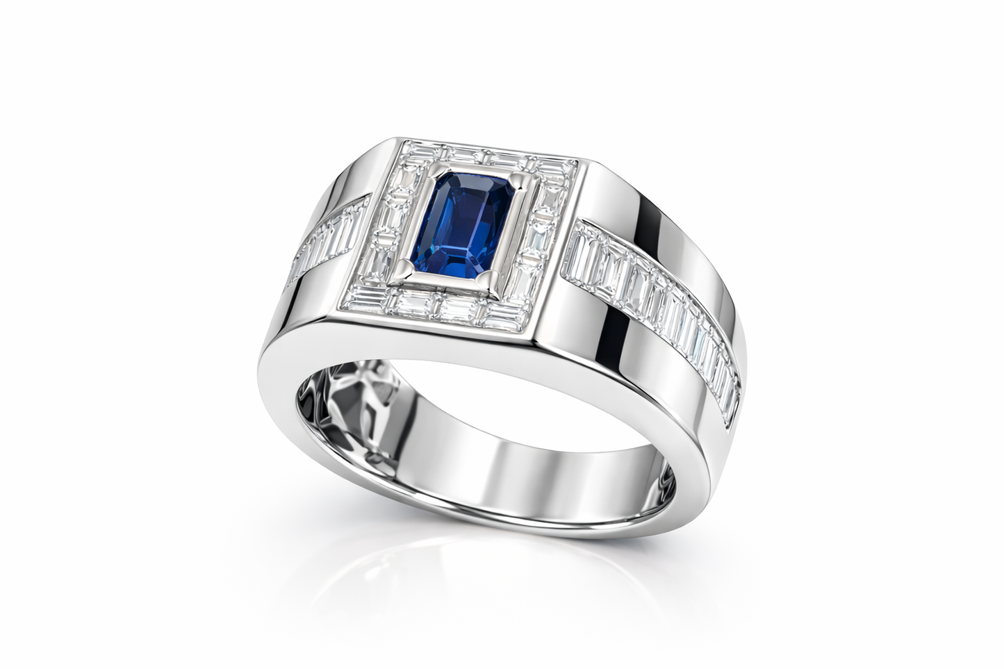 4.96 ctw Mens Sapphire Diamond Ring