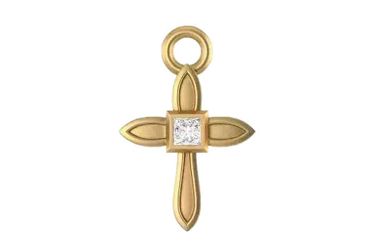 .09 ctw Princess Diamond Cross Pendant