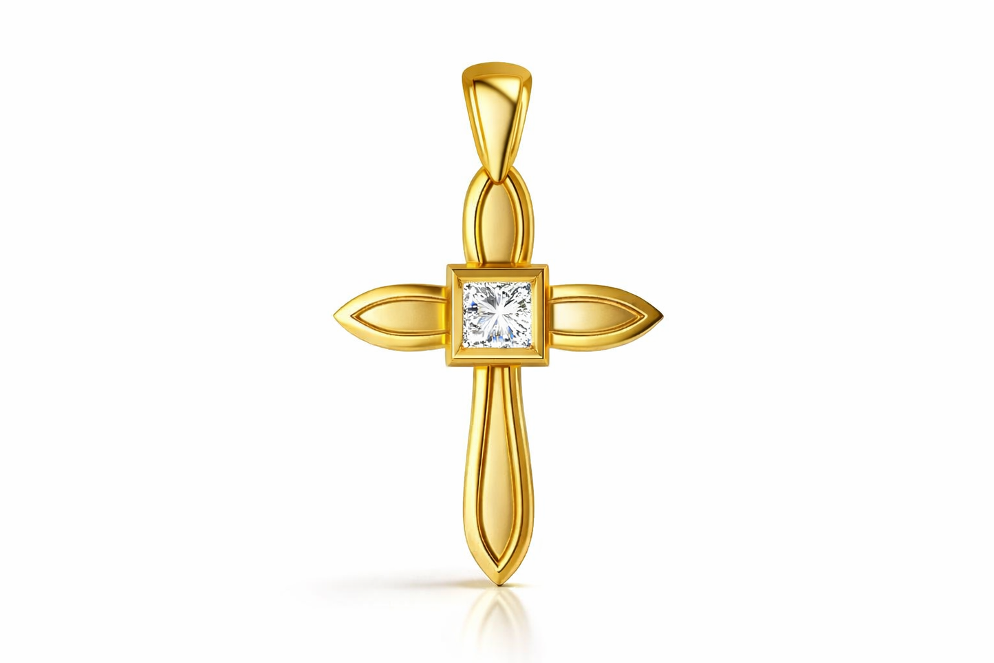 .09 ctw Princess Diamond Cross Pendant