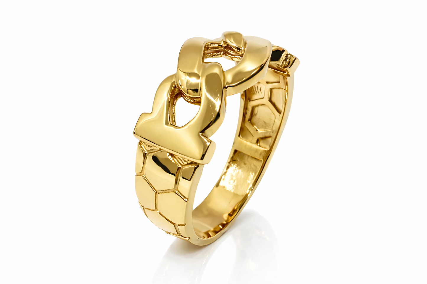 8.5mm Honeycomb Cuban Link Ring