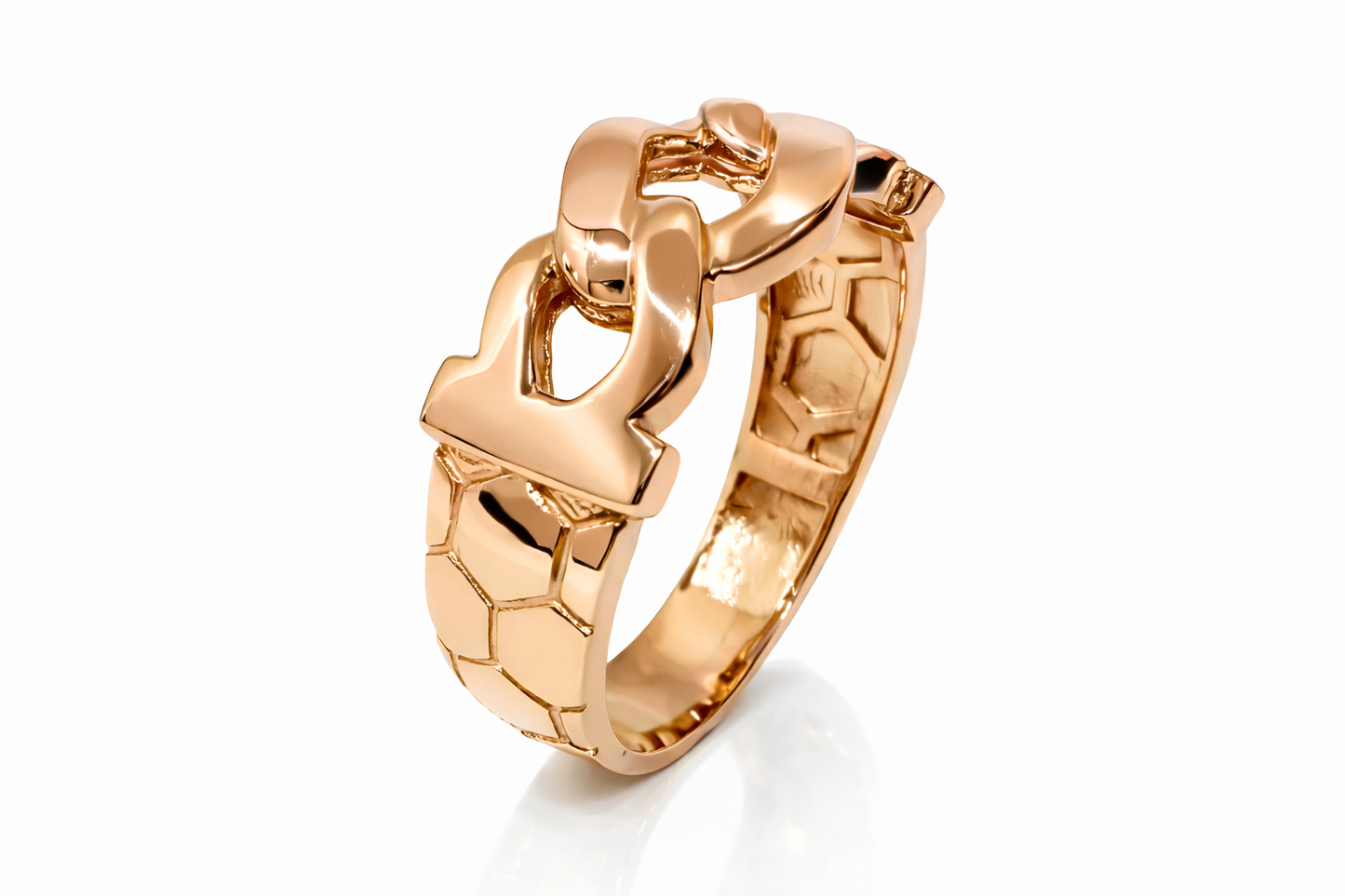 8.5mm Honeycomb Cuban Link Ring