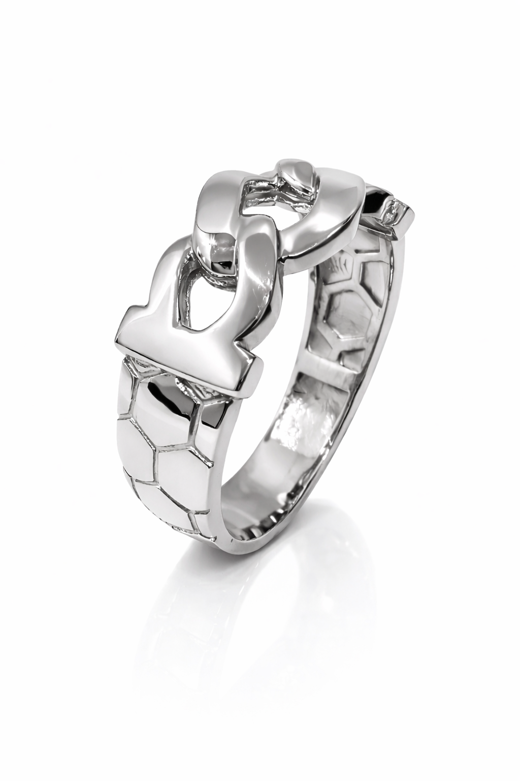 8.5mm Honeycomb Cuban Link Ring