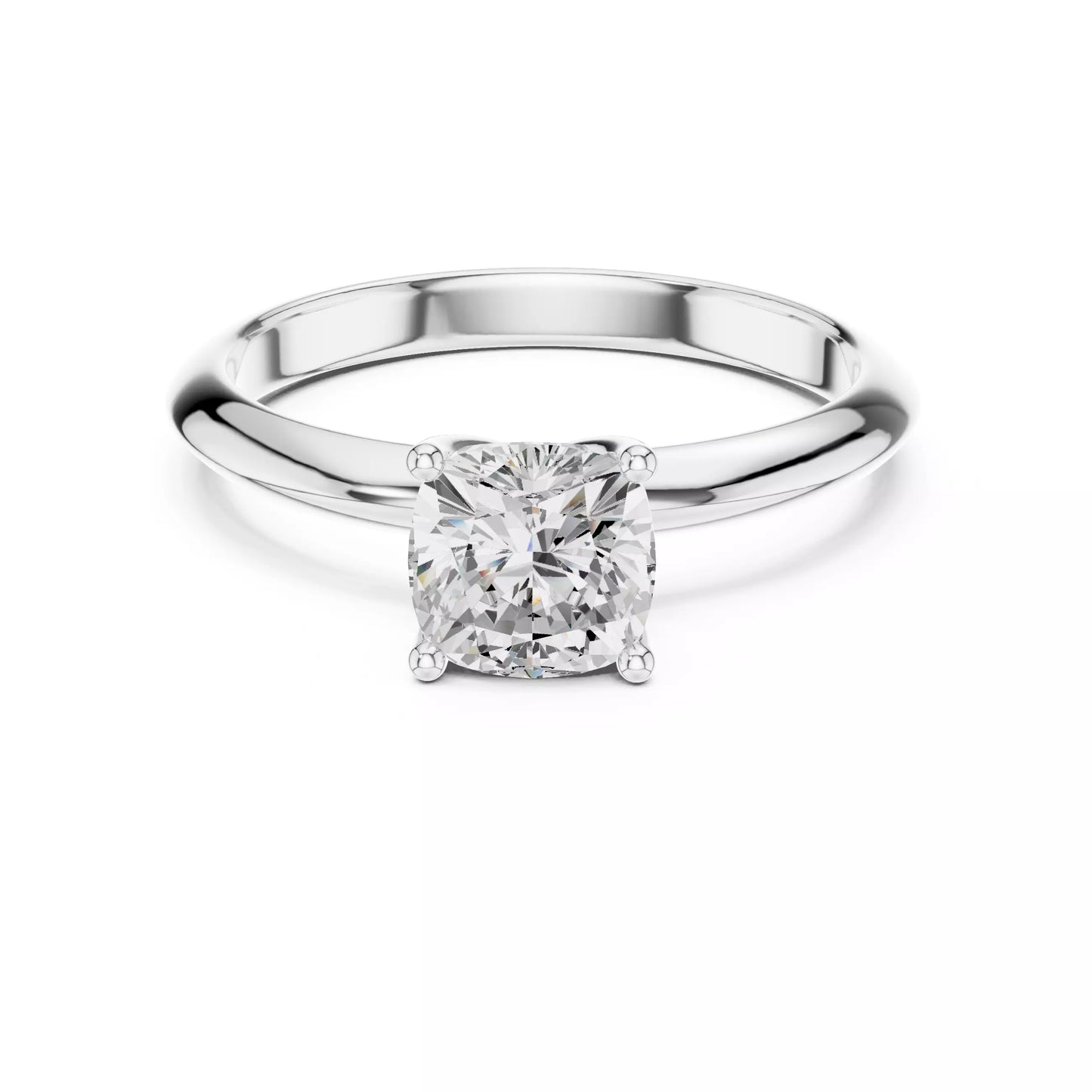 1.00 ctw Cushion Diamond Solitaire Knife Edge Engagement Ring