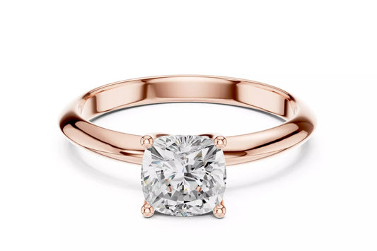 1.00 ctw Cushion Diamond Solitaire Knife Edge Engagement Ring