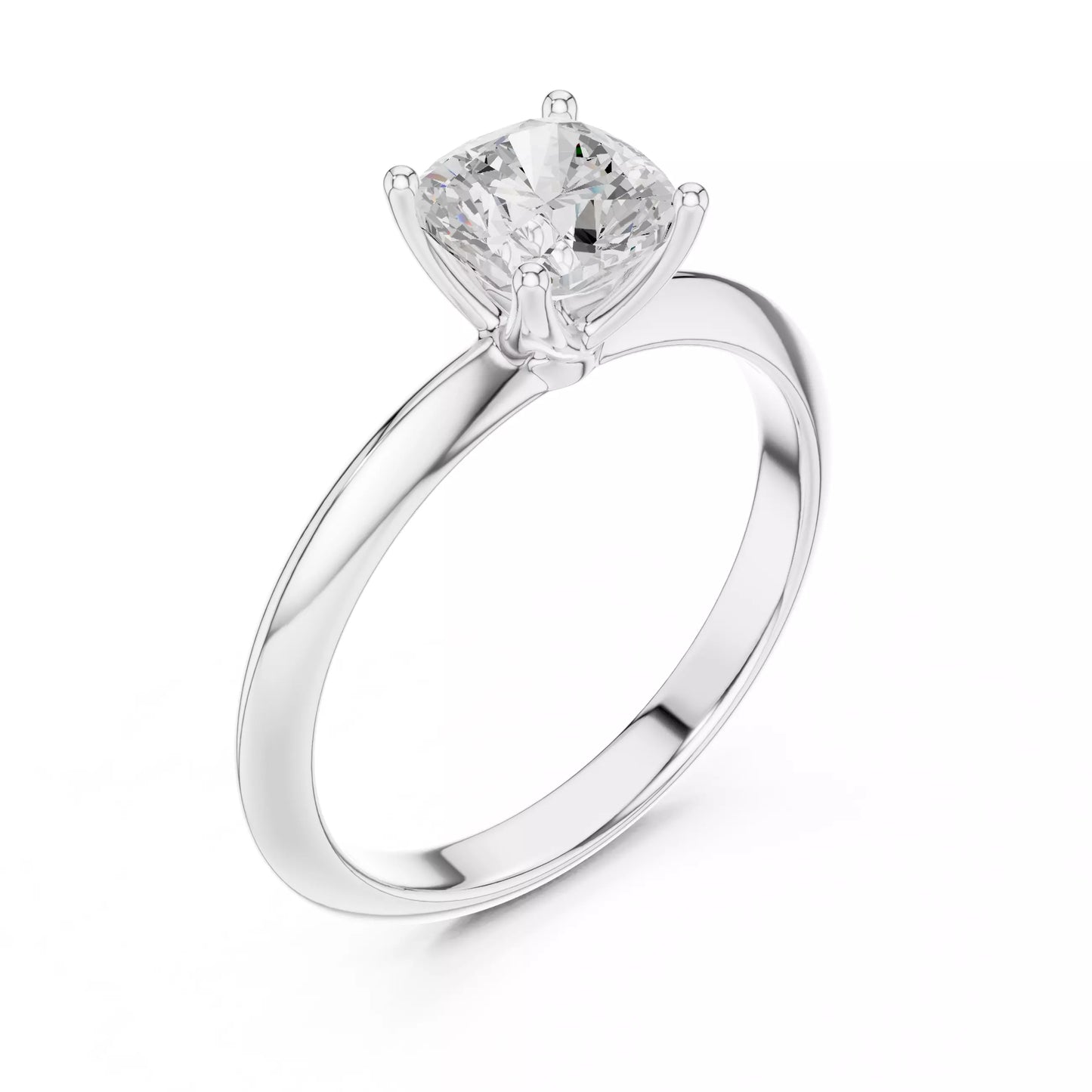 1.00 ctw Cushion Diamond Solitaire Knife Edge Engagement Ring
