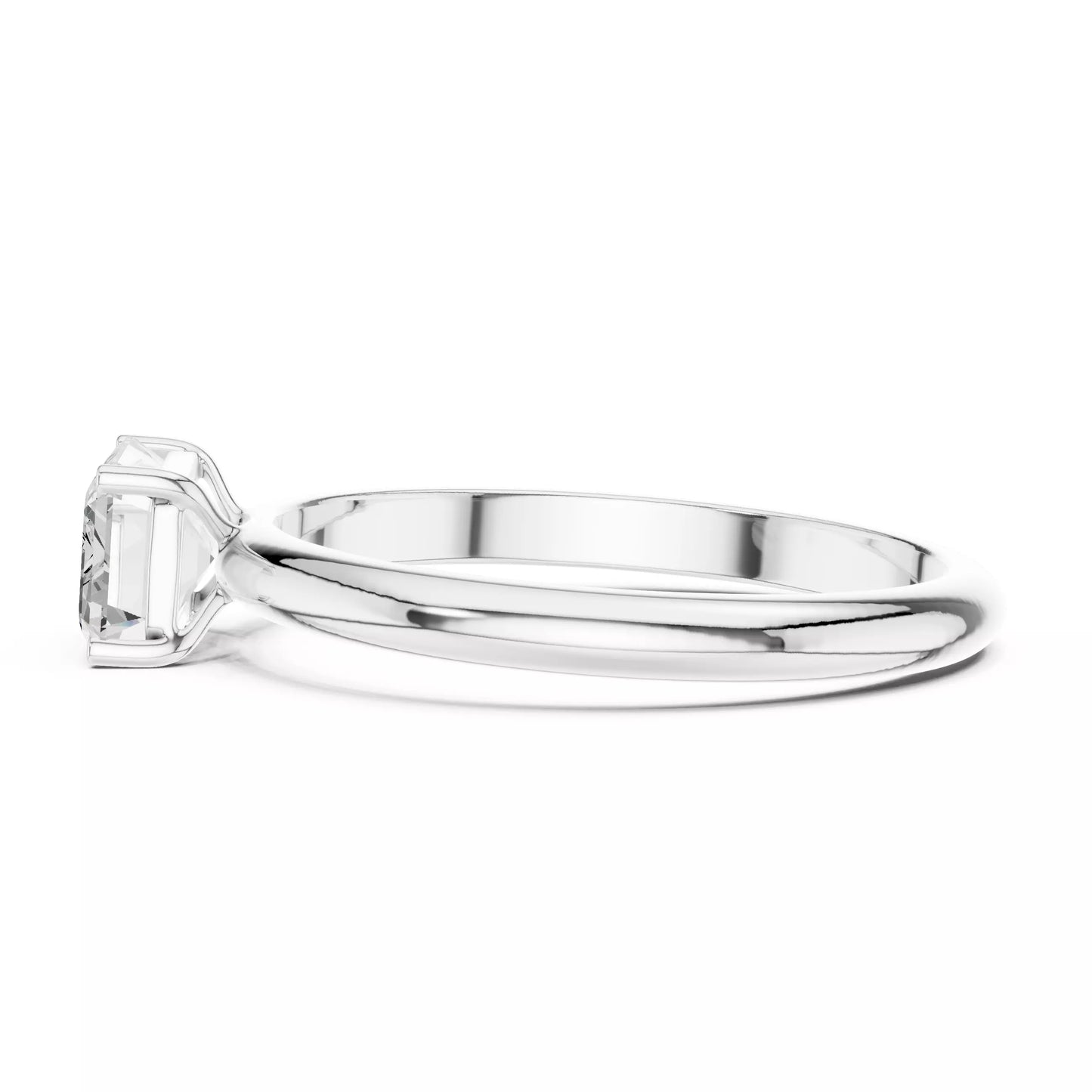 1.00 ctw Emerald Diamond Solitaire East West Engagement Ring