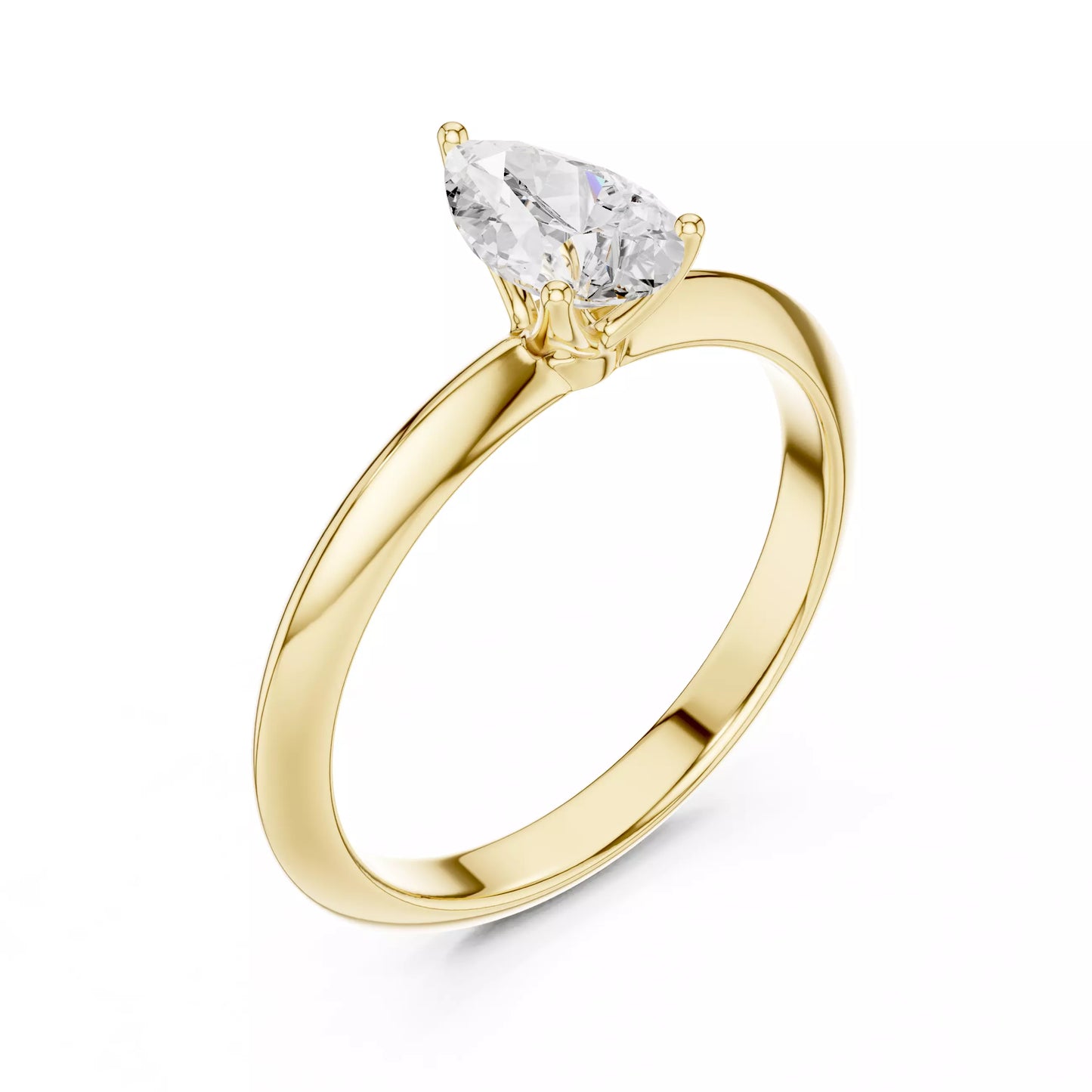 1.00 ctw Pear Diamond Solitaire Knife Edge Engagement Ring