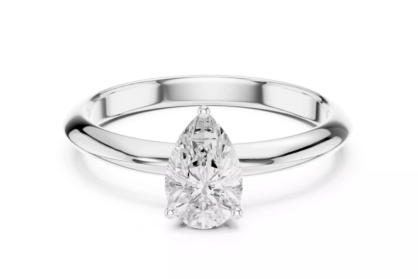 1.00 ctw Pear Diamond Solitaire Knife Edge Engagement Ring