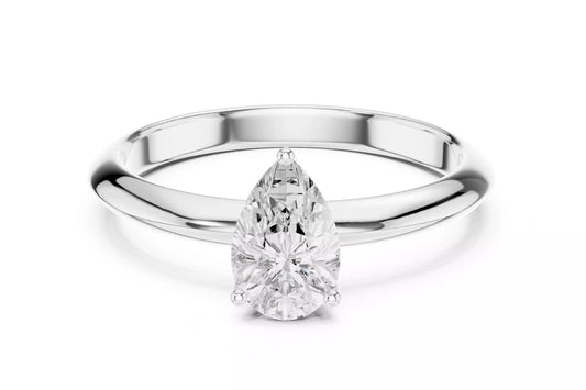 1.00 ctw Pear Diamond Solitaire Knife Edge Engagement Ring