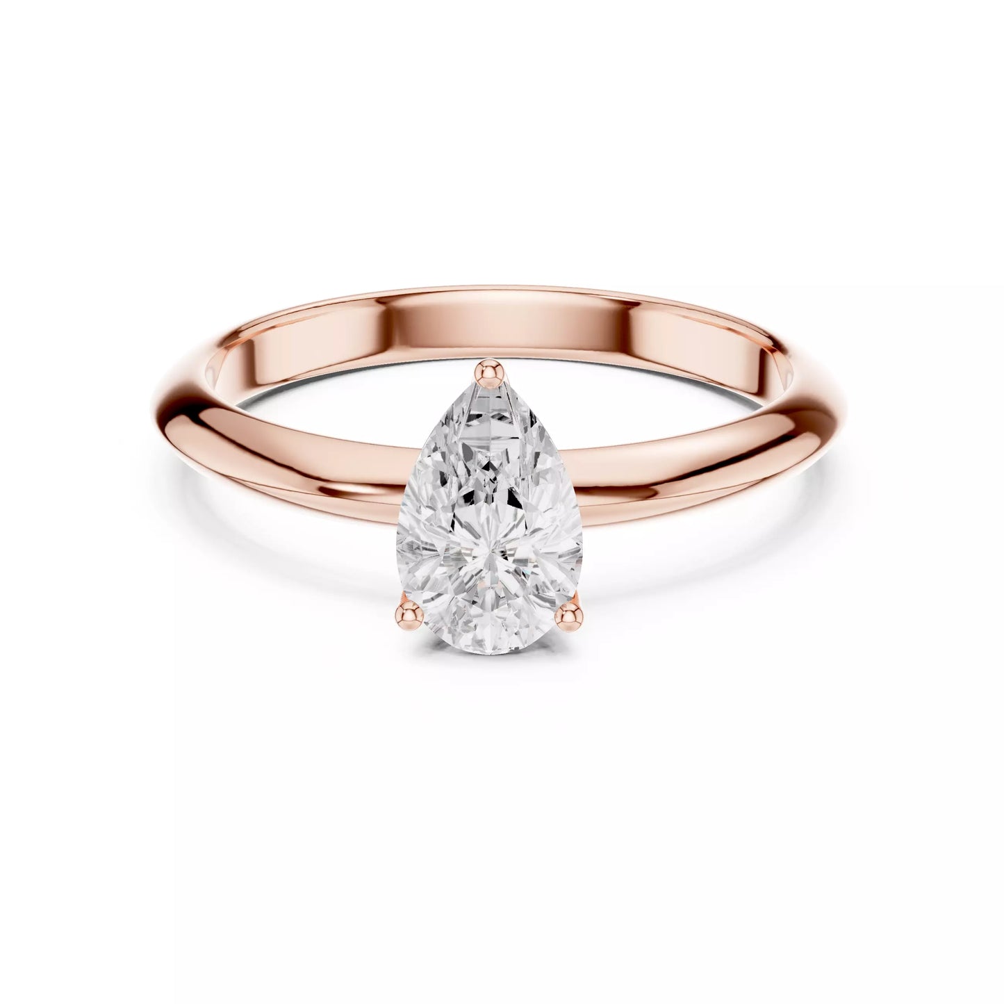 1.00 ctw Pear Diamond Solitaire Knife Edge Engagement Ring
