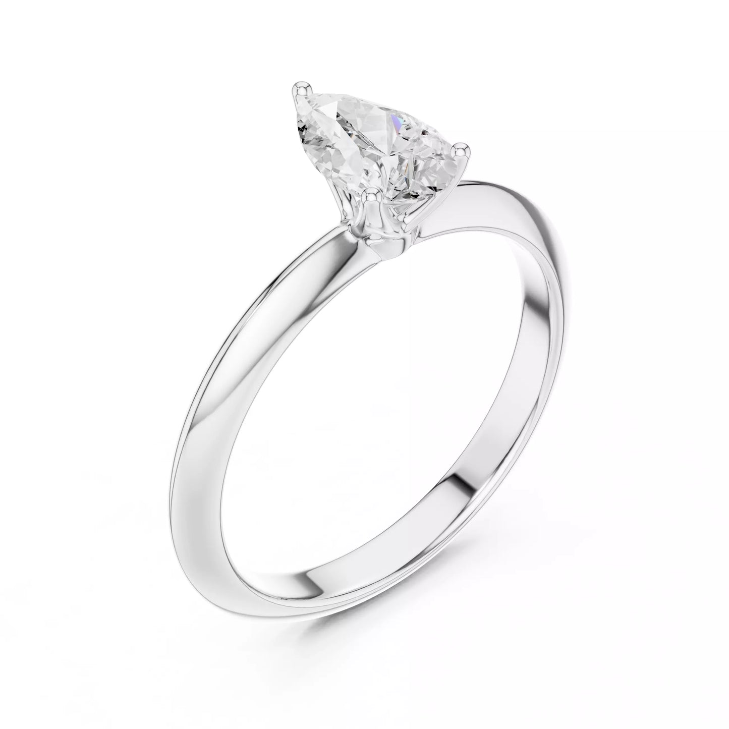 1.00 ctw Pear Diamond Solitaire Knife Edge Engagement Ring