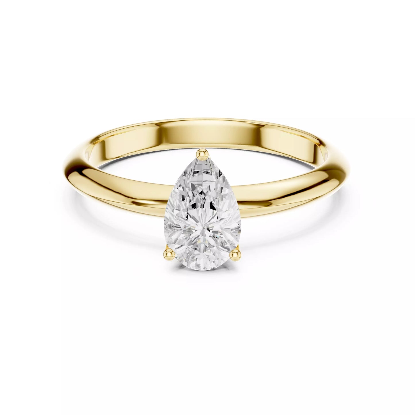 1.00 ctw Pear Diamond Solitaire Knife Edge Engagement Ring