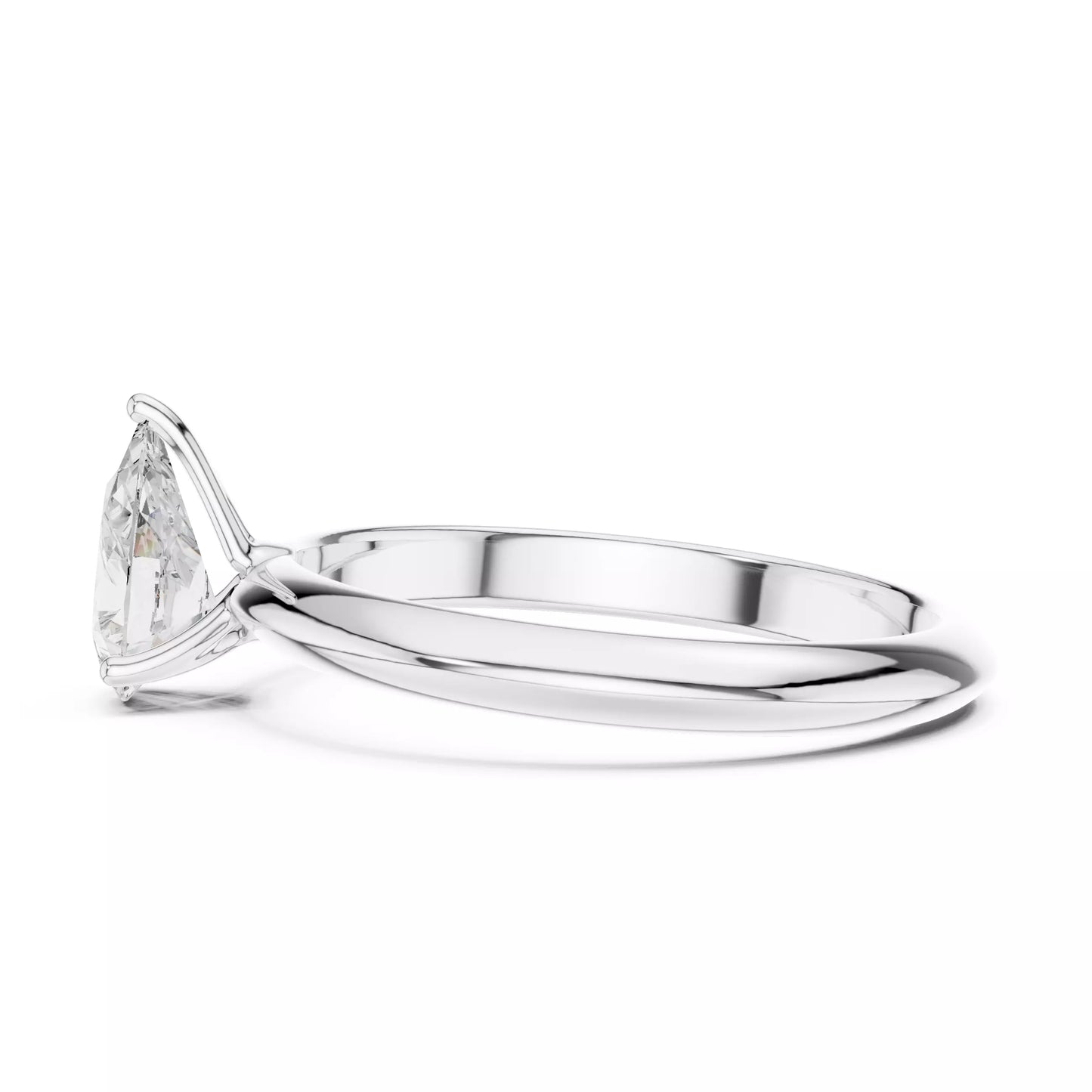 1.00 ctw Pear Diamond Solitaire Knife Edge Engagement Ring