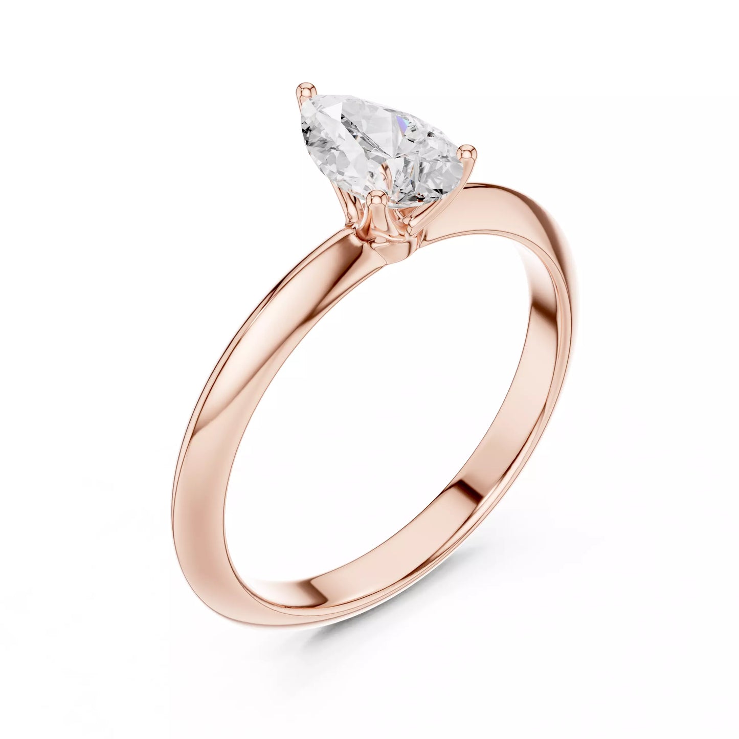 1.00 ctw Pear Diamond Solitaire Knife Edge Engagement Ring