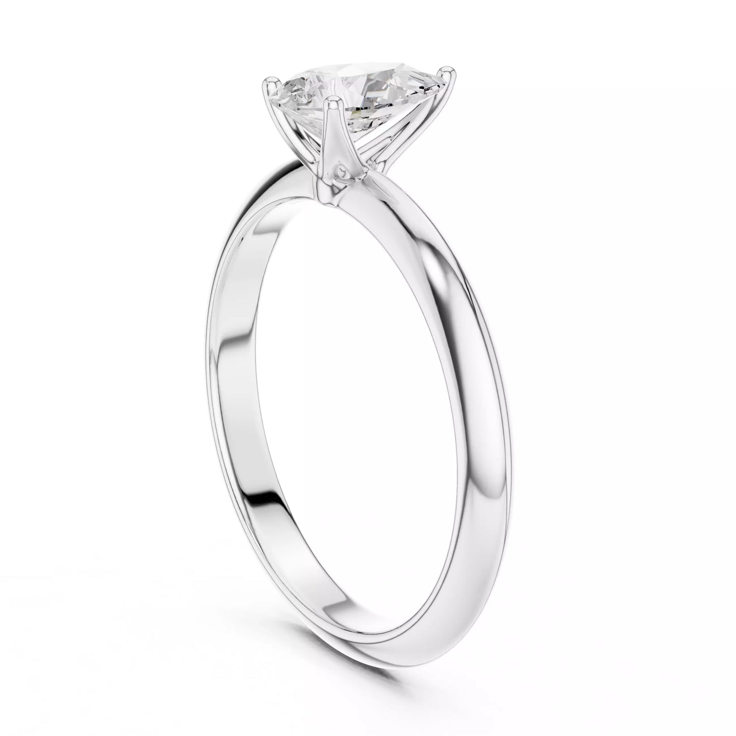 1.00 ctw Pear Diamond Solitaire Knife Edge Engagement Ring