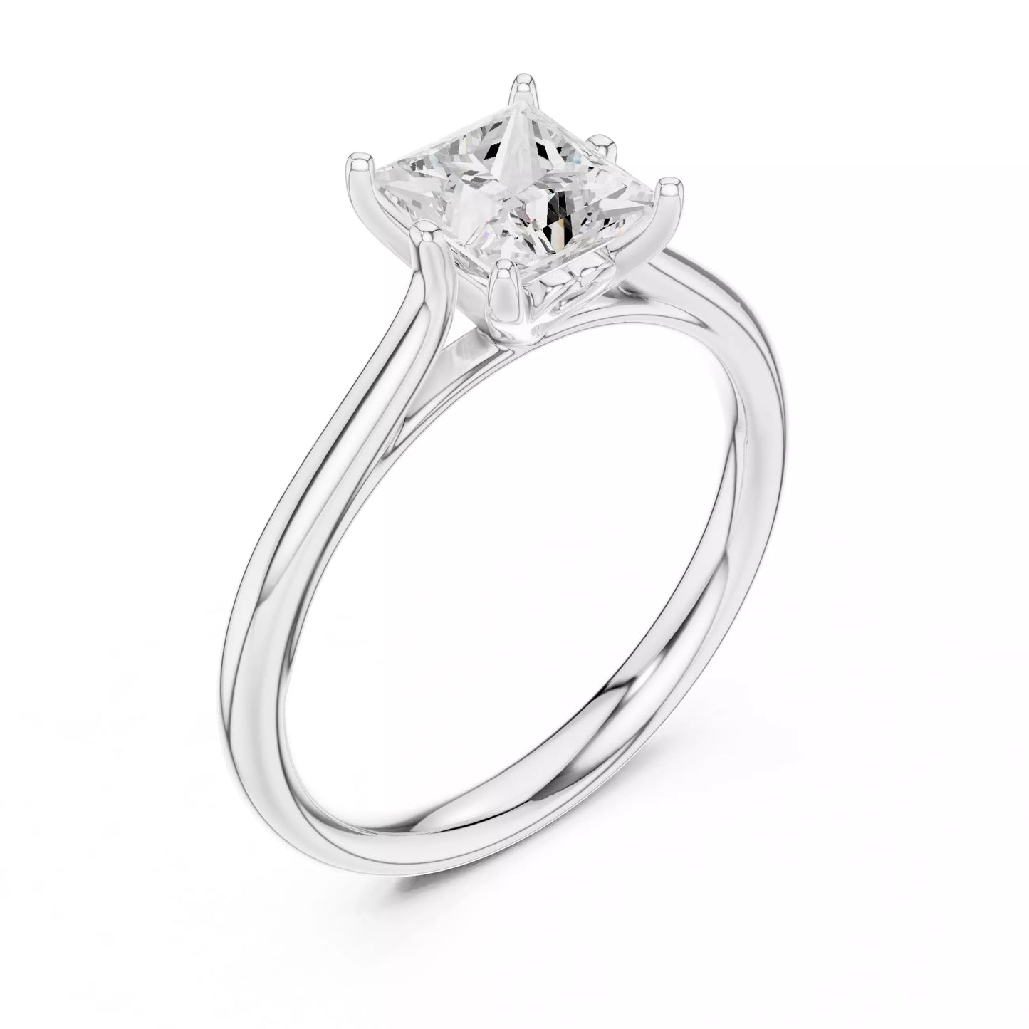 1.00 ctw Princess Diamond Solitaire Engagement Ring