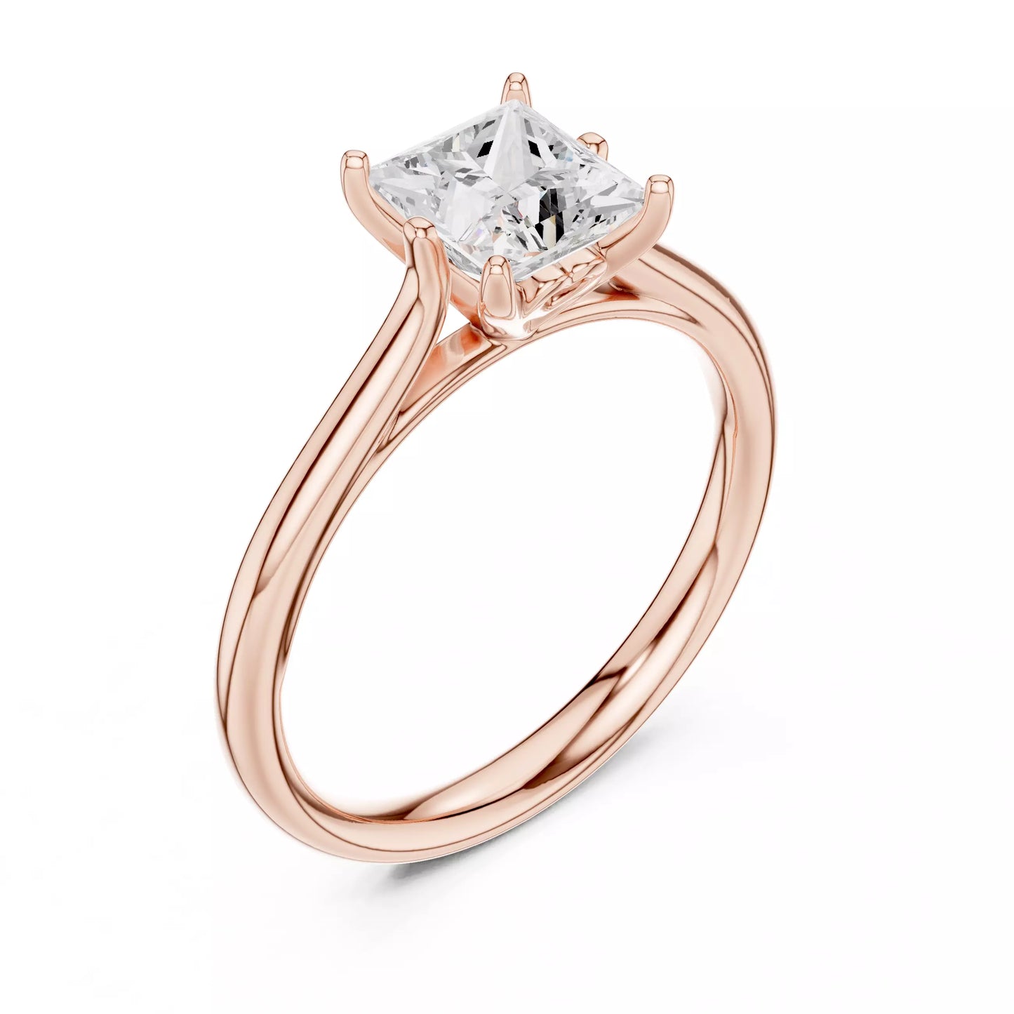 1.00 ctw Princess Diamond Solitaire Engagement Ring
