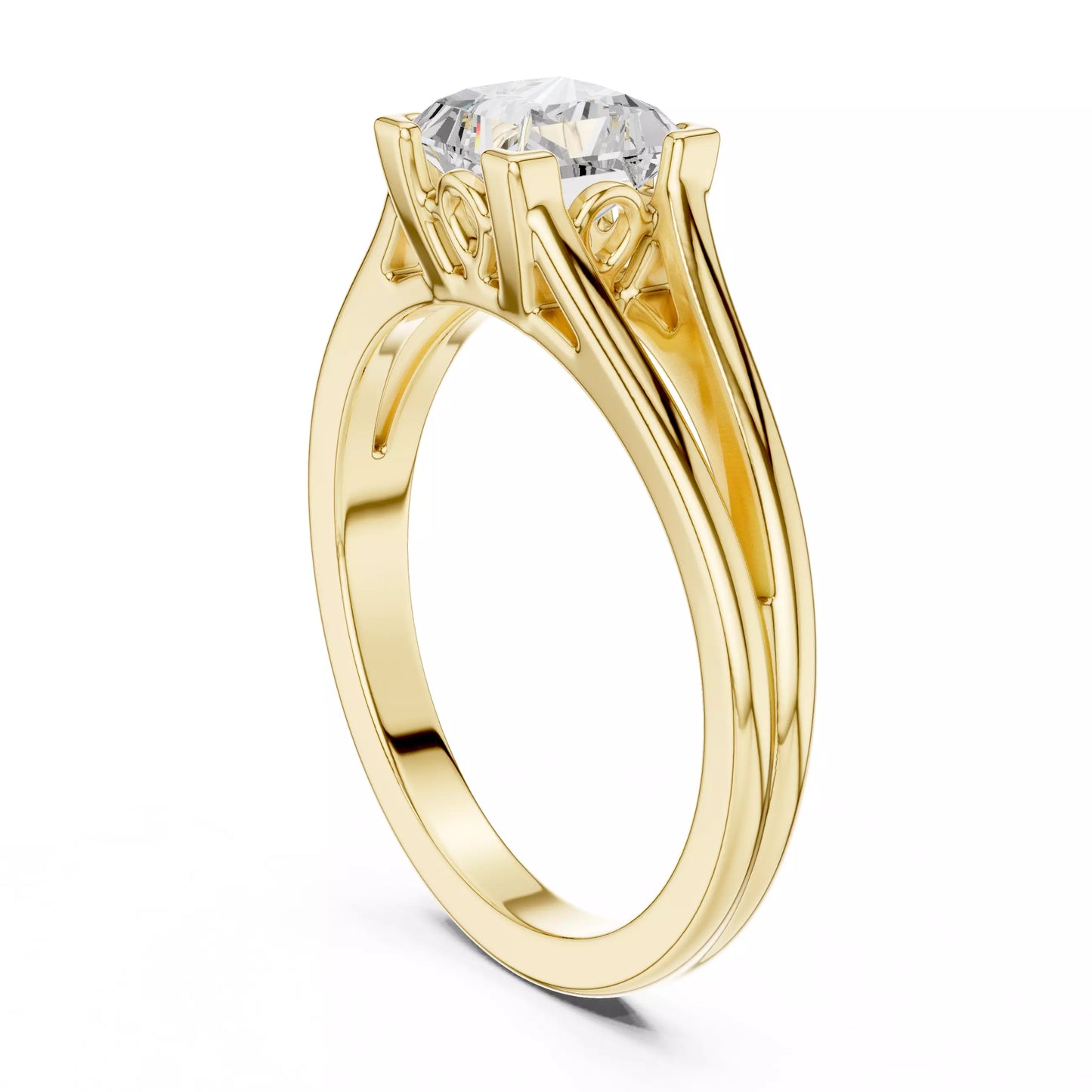 1.00 ctw Princess Diamond Solitaire Split Shank Engagement Ring