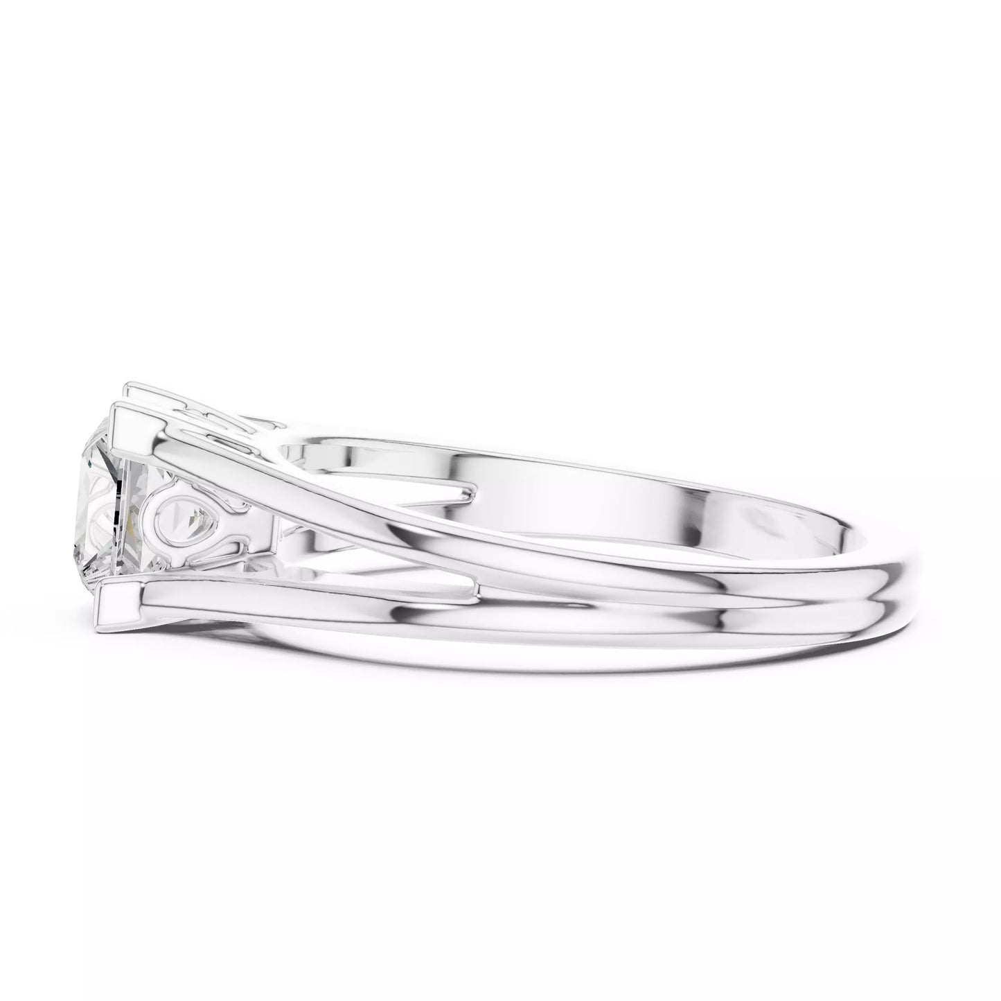 1.00 ctw Princess Diamond Solitaire Split Shank Engagement Ring