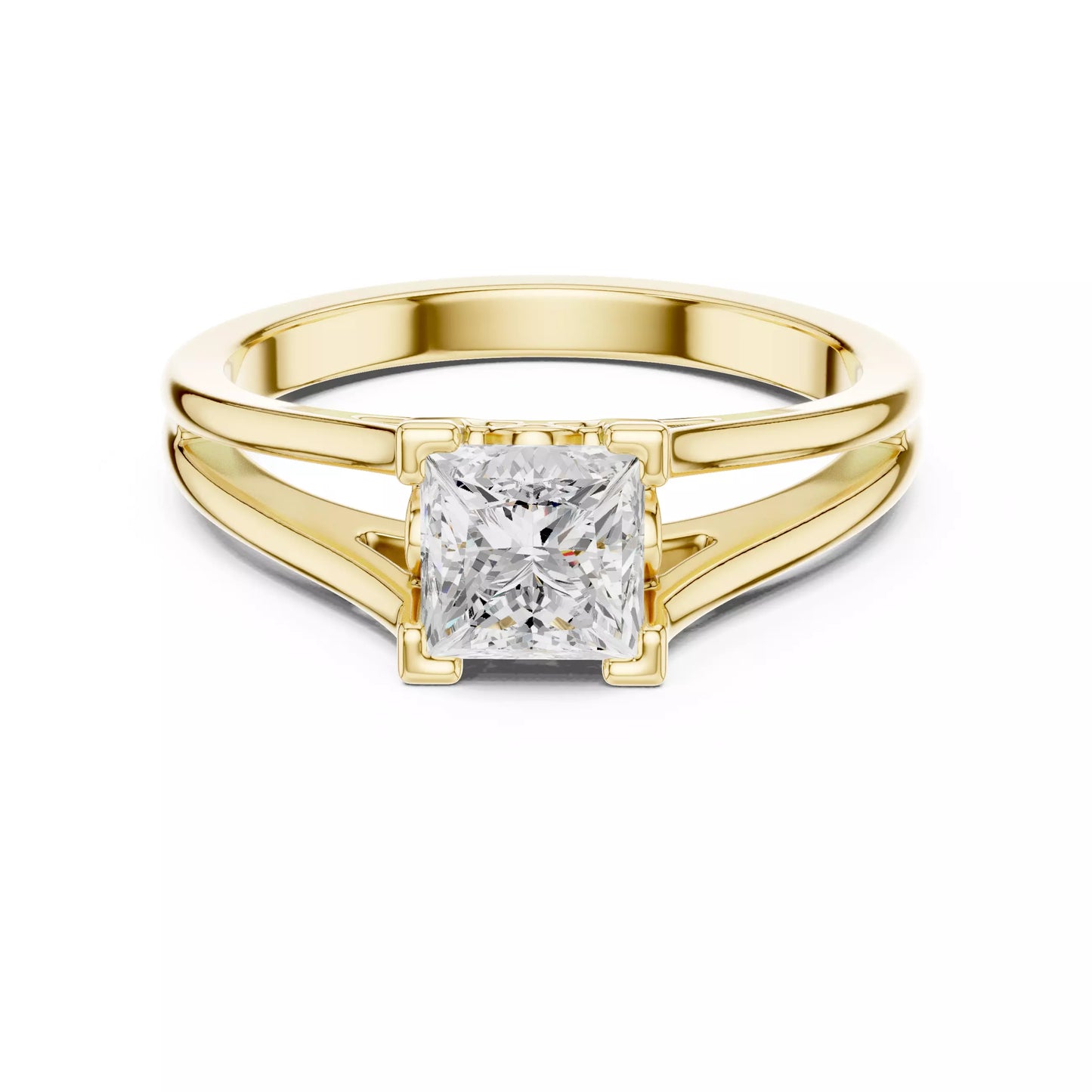 1.00 ctw Princess Diamond Solitaire Split Shank Engagement Ring