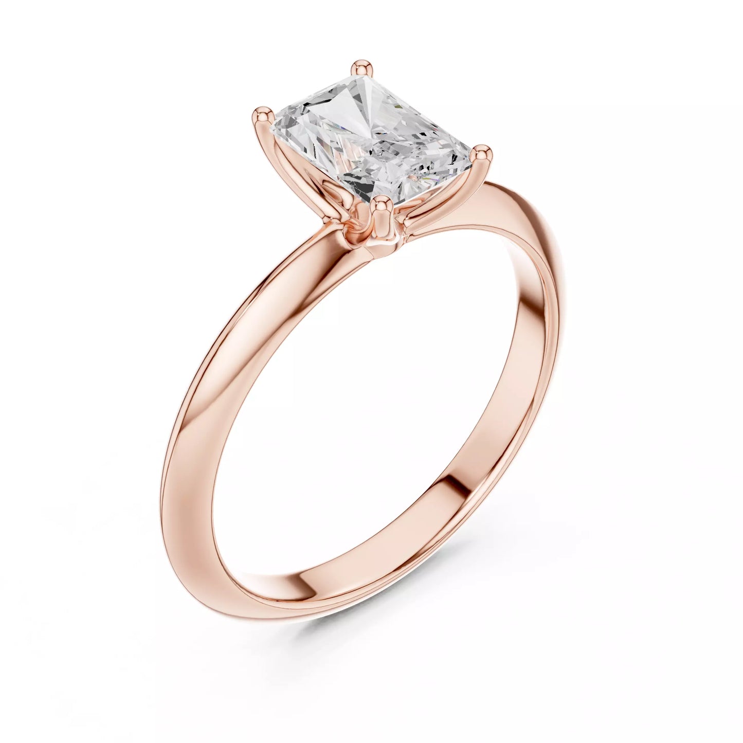 1.00 ctw Radiant Diamond Solitaire Knife Edge Engagement Ring