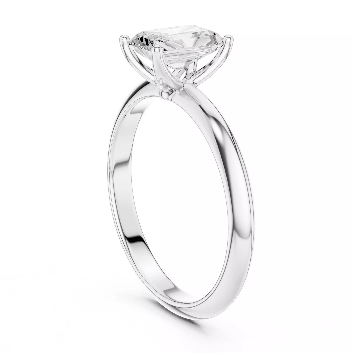 1.00 ctw Radiant Diamond Solitaire Knife Edge Engagement Ring