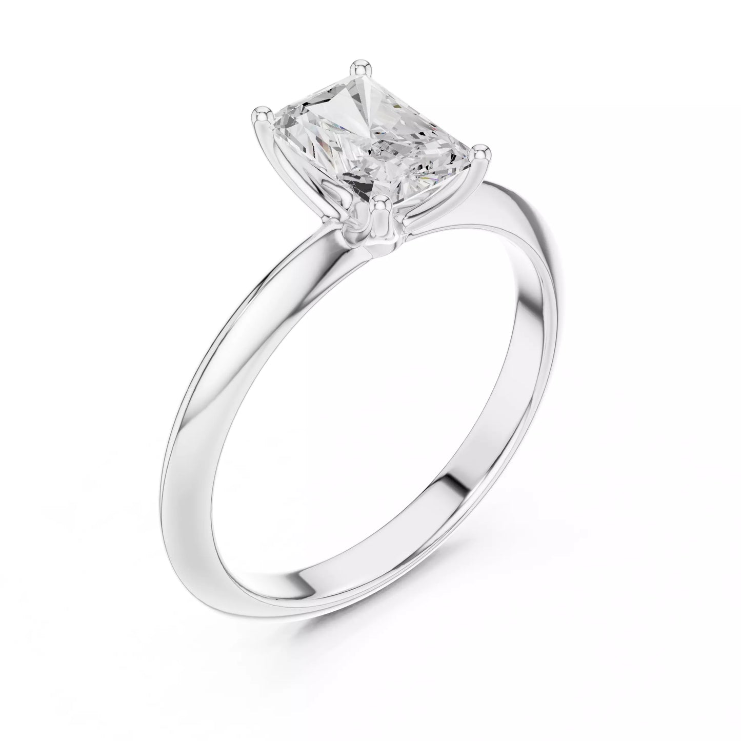 1.00 ctw Radiant Diamond Solitaire Knife Edge Engagement Ring