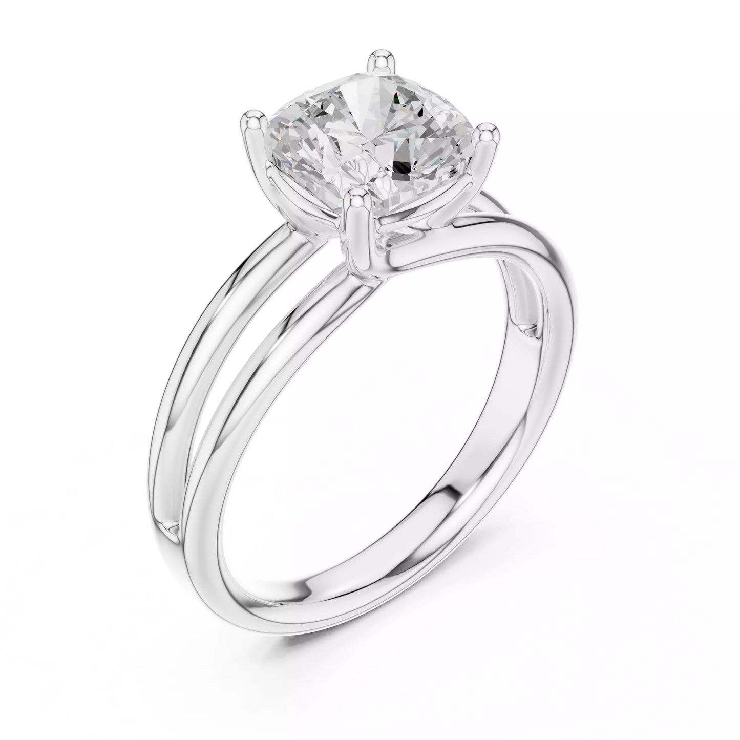2.00 ctw Cushion Diamond Solitaire Split Shank Engagement Ring