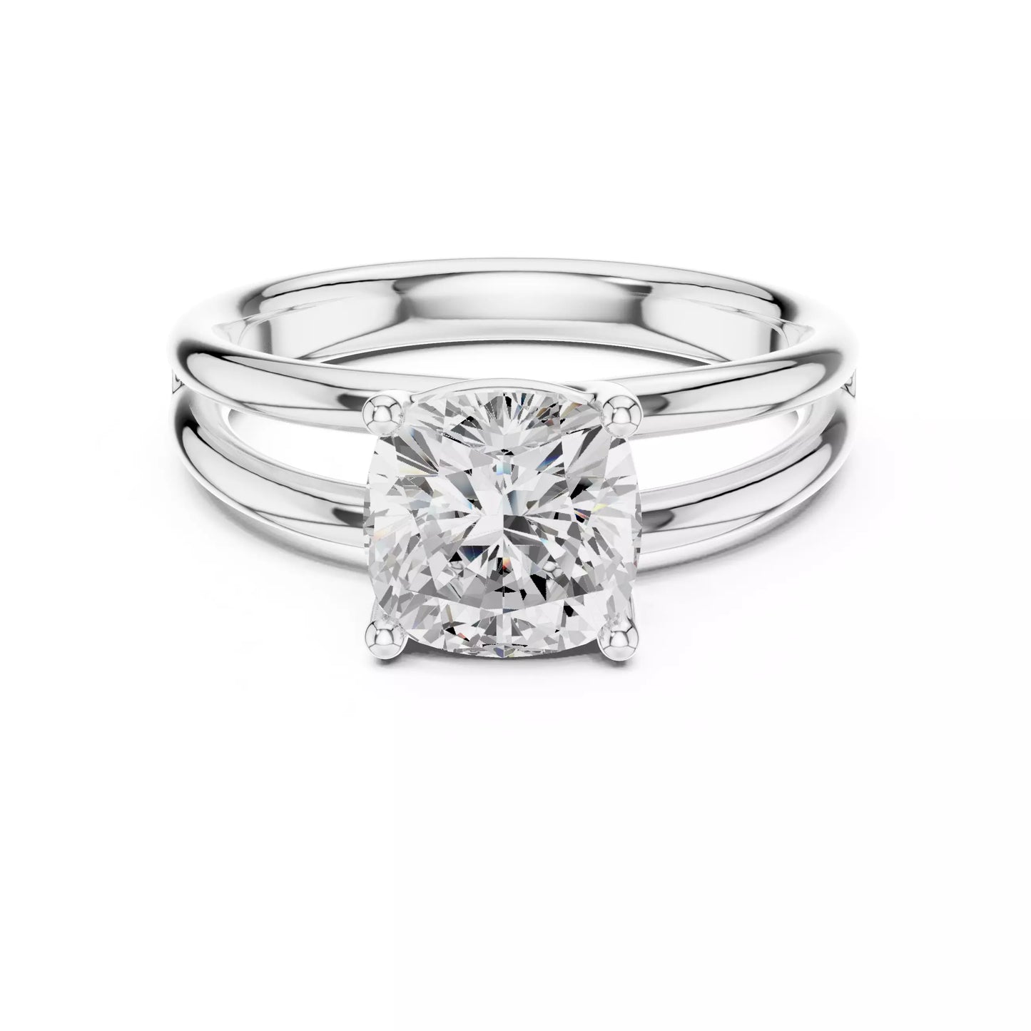 2.00 ctw Cushion Diamond Solitaire Split Shank Engagement Ring