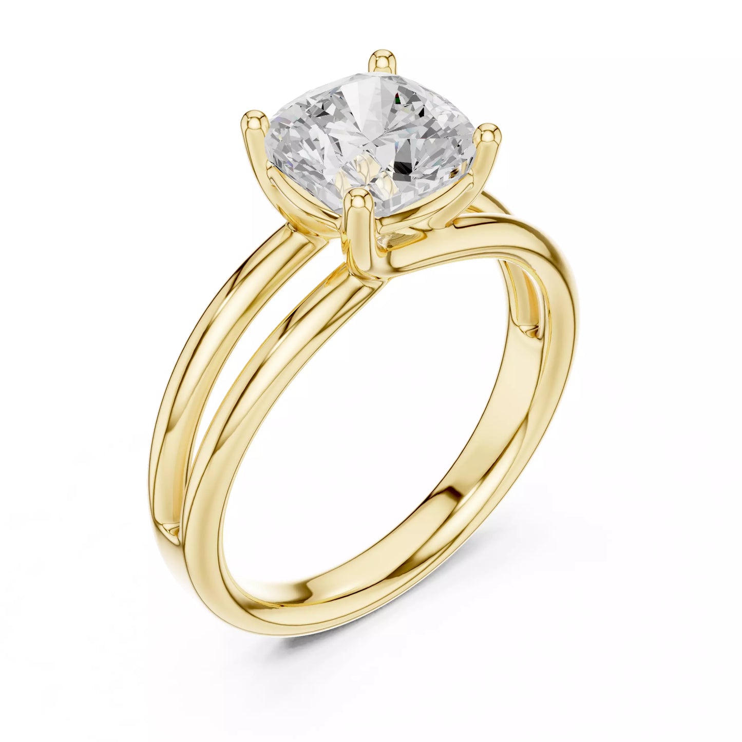 2.00 ctw Cushion Diamond Solitaire Split Shank Engagement Ring