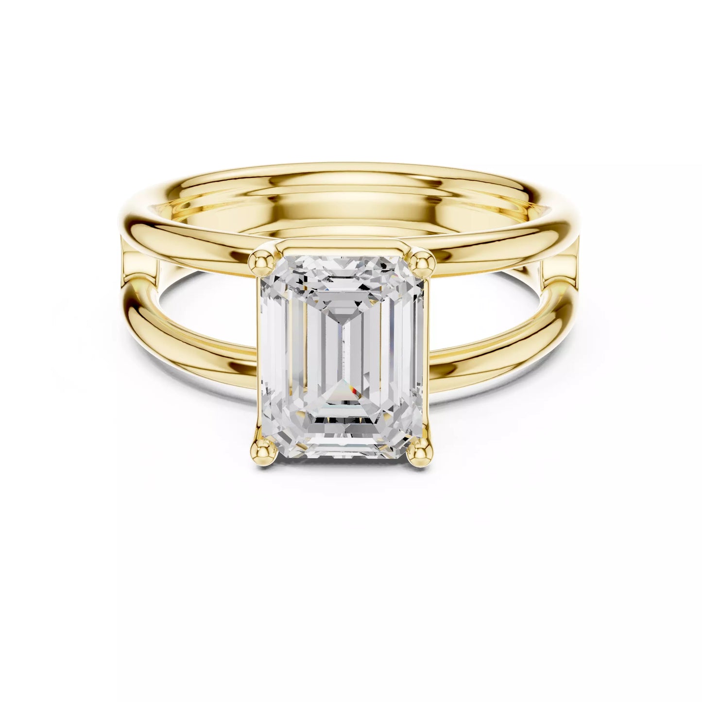 2.00 ctw Emerald Diamond Solitaire Split Shank Engagement Ring