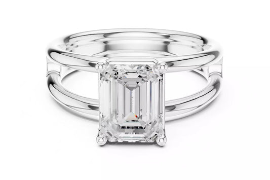 2.00 ctw Emerald Diamond Solitaire Split Shank Engagement Ring