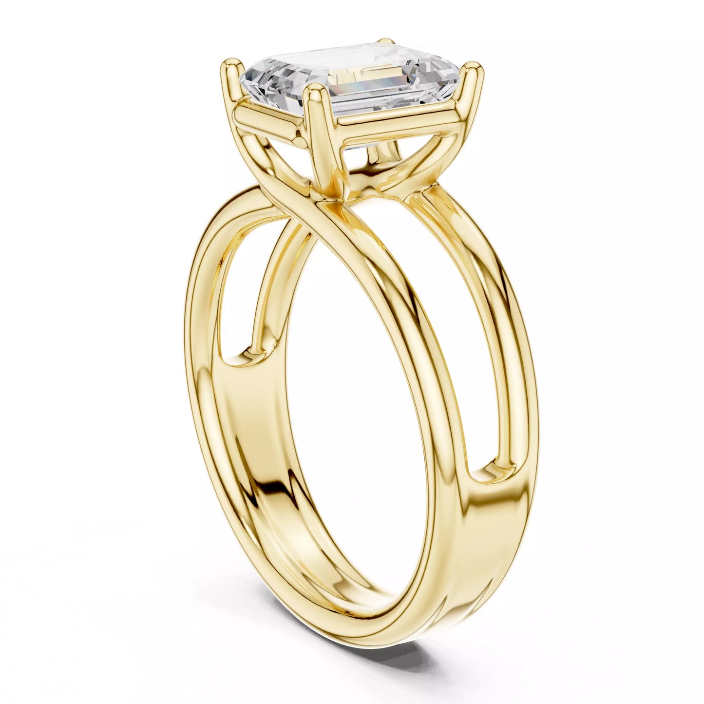2.00 ctw Emerald Diamond Solitaire Split Shank Engagement Ring