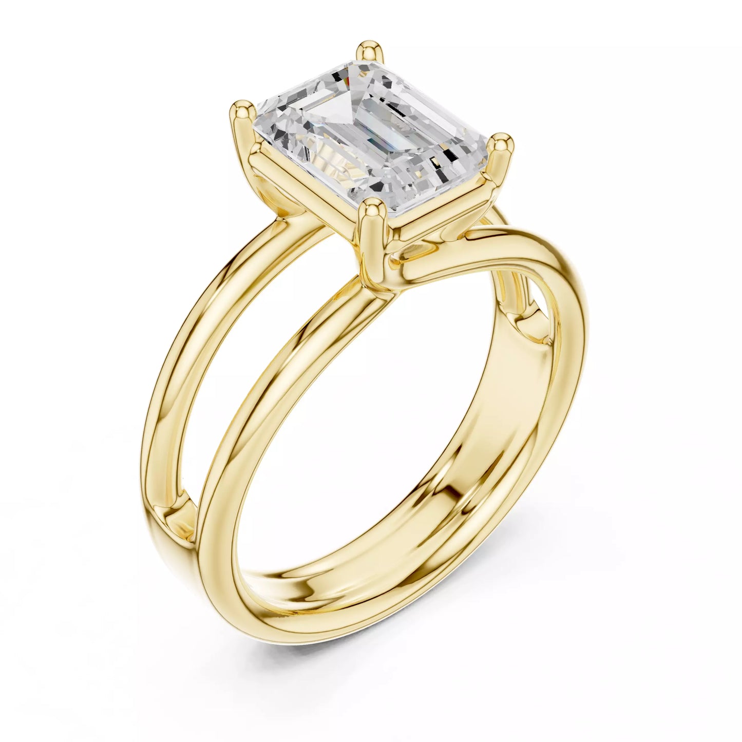 2.00 ctw Emerald Diamond Solitaire Split Shank Engagement Ring