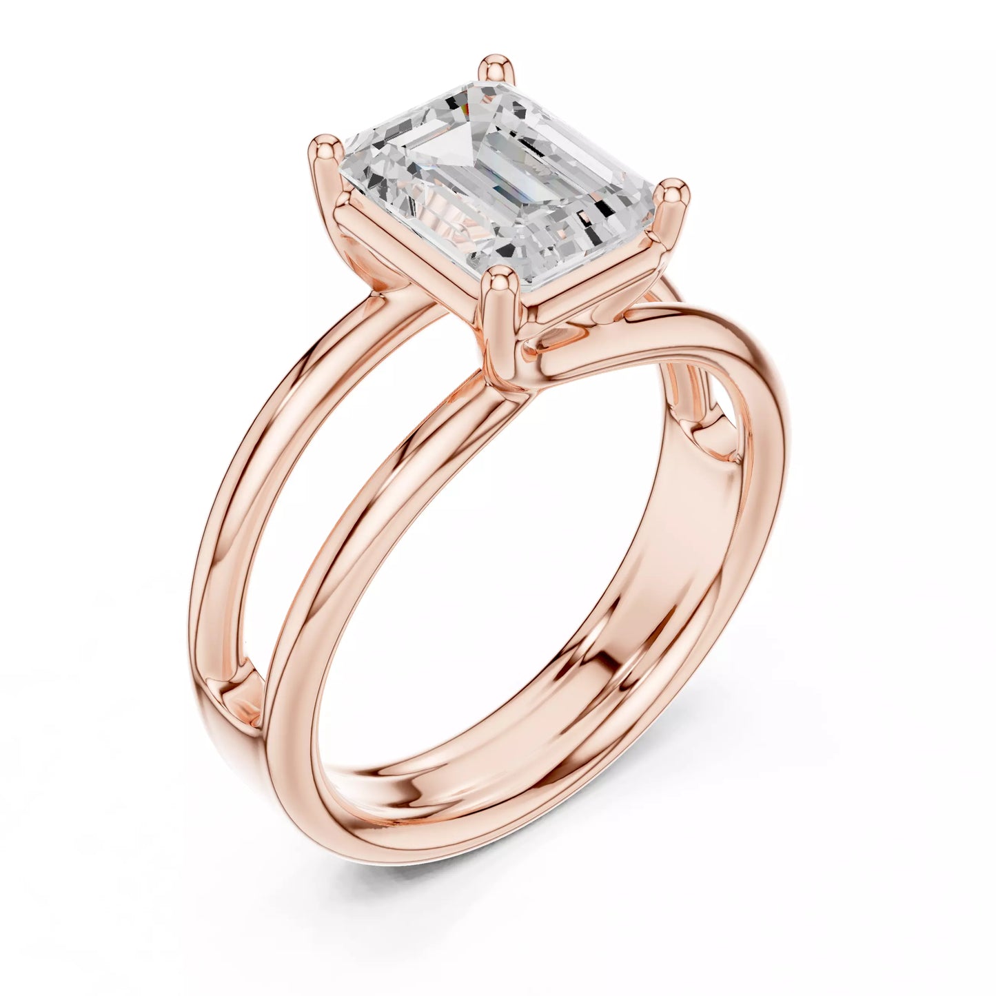 2.00 ctw Emerald Diamond Solitaire Split Shank Engagement Ring